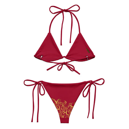 Bikini à string Prestige™ Floraison Vin et Or - Prestige SXM