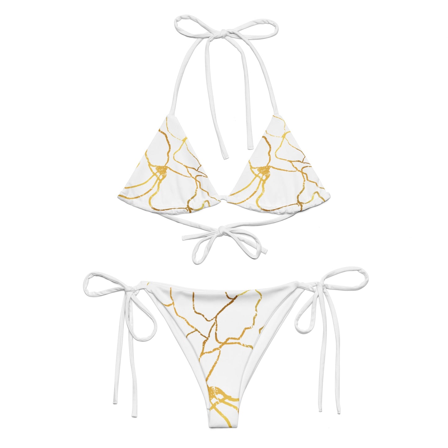 Bikini Filé d'or Prestige™ Blanc et Or recyclé all over - Prestige Picture Sxm