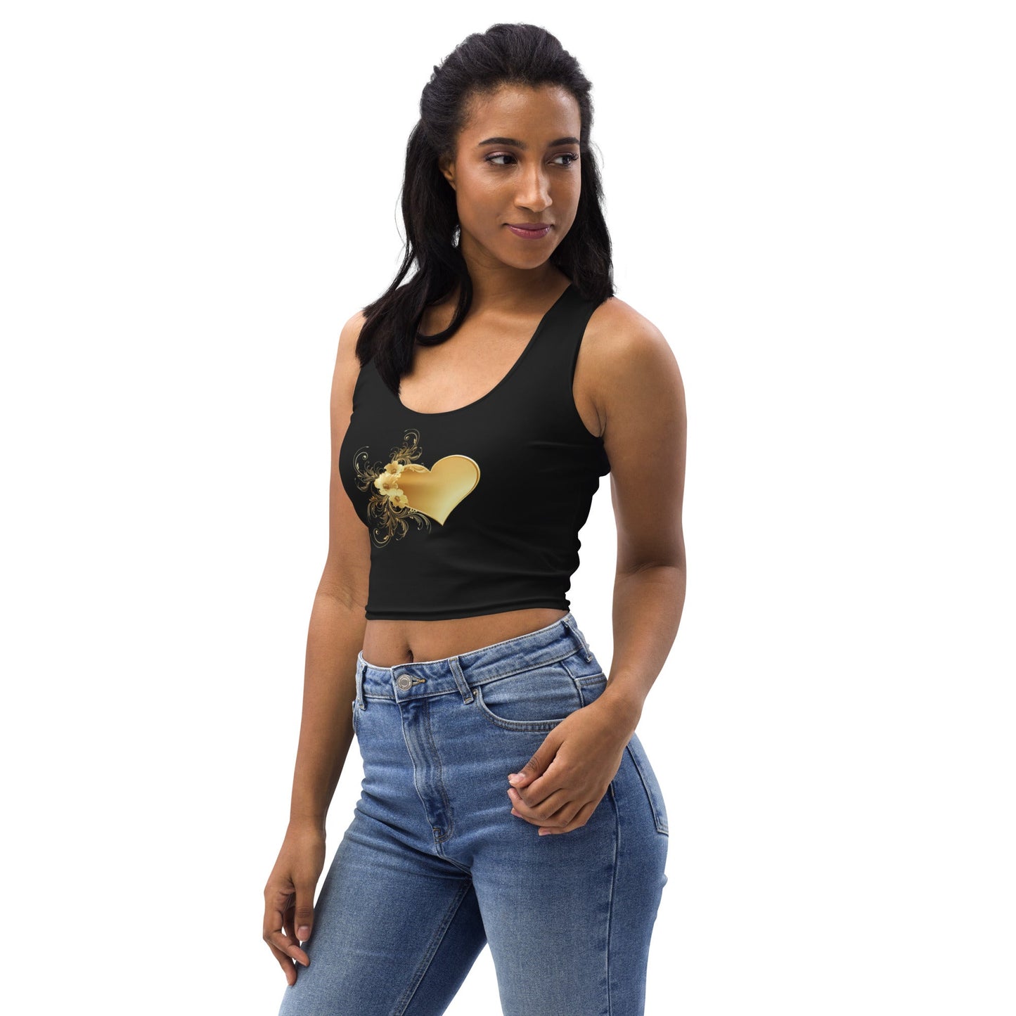 Black and Gold heart of love Crop Top - Prestige Picture Sxm