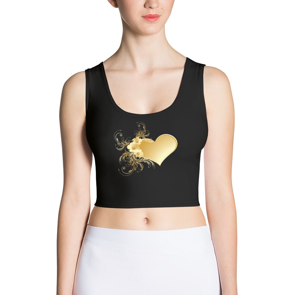 Black and Gold heart of love Crop Top - Prestige Picture Sxm