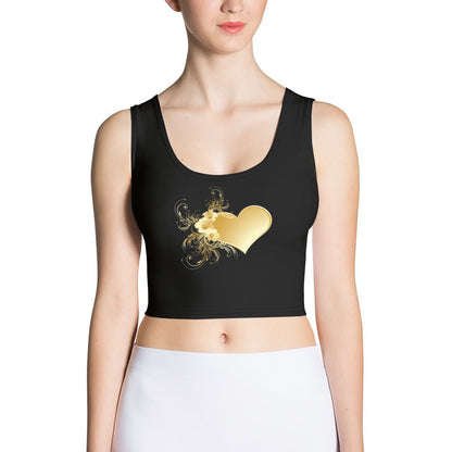 Black and Gold heart of love Crop Top - Prestige Picture Sxm