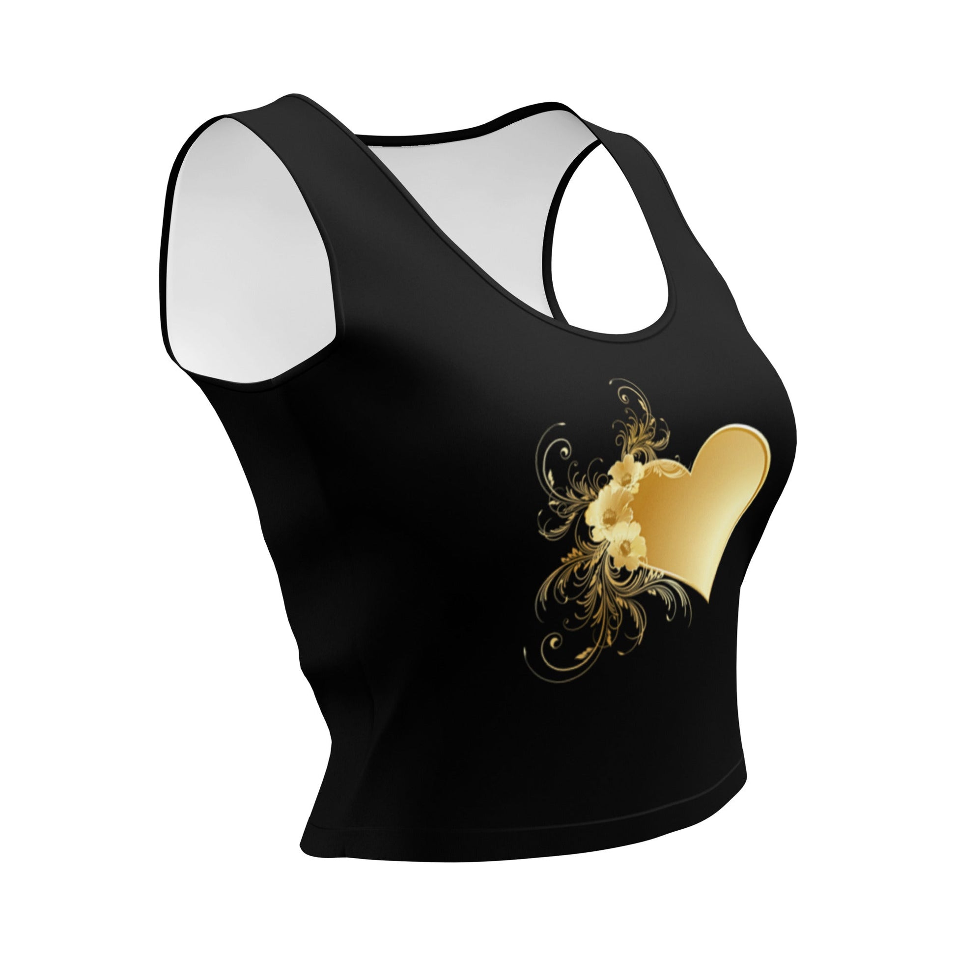 Black and Gold heart of love Crop Top - Prestige Picture Sxm