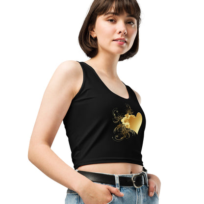 Black and Gold heart of love Crop Top - Prestige Picture Sxm