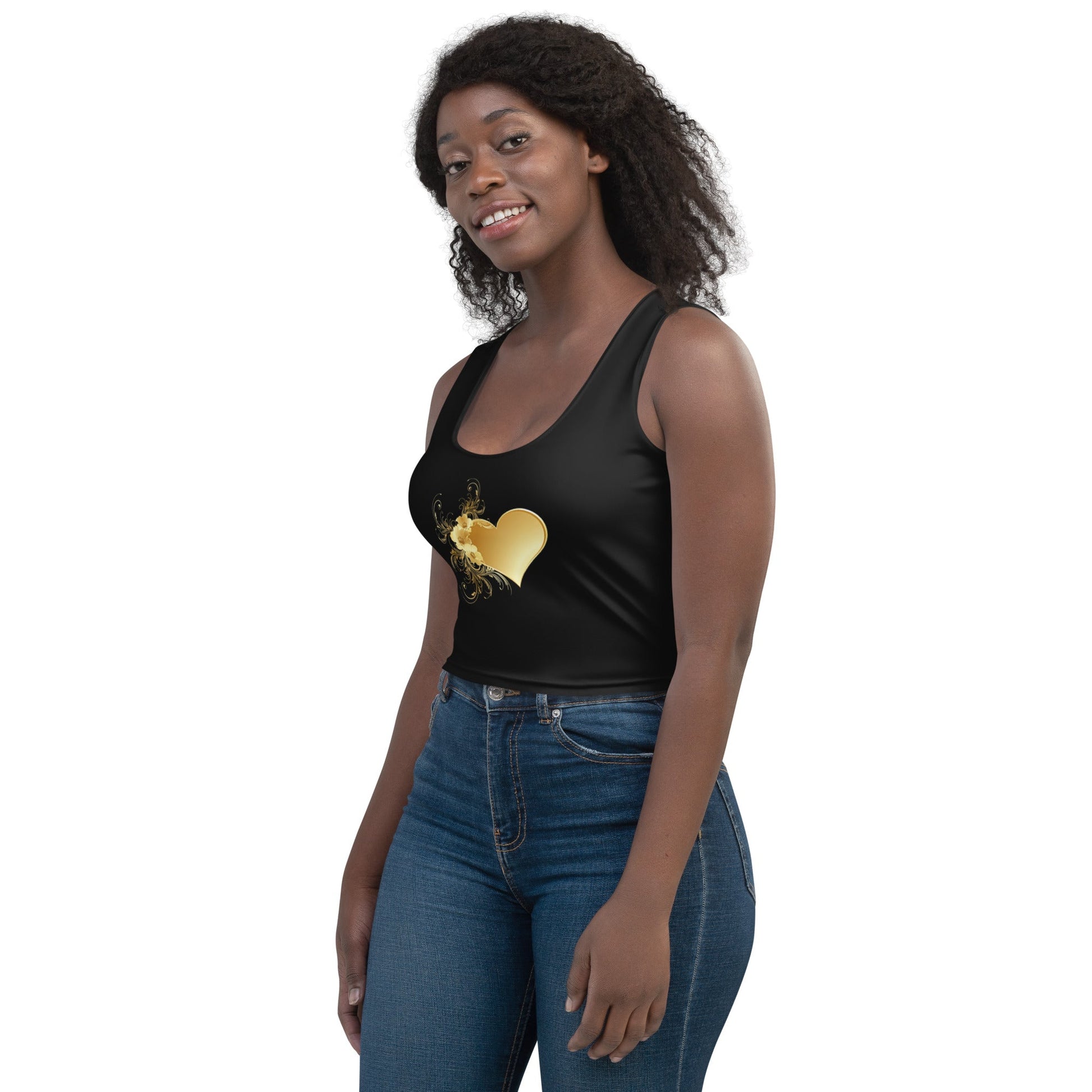 Black and Gold heart of love Crop Top - Prestige Picture Sxm