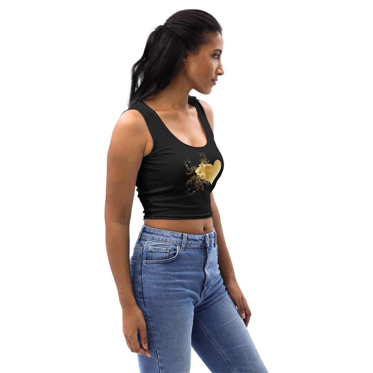 Black and Gold heart of love Crop Top - Prestige Picture Sxm