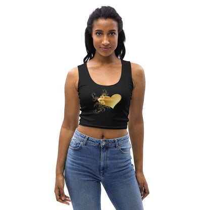 Black and Gold heart of love Crop Top - Prestige Picture Sxm