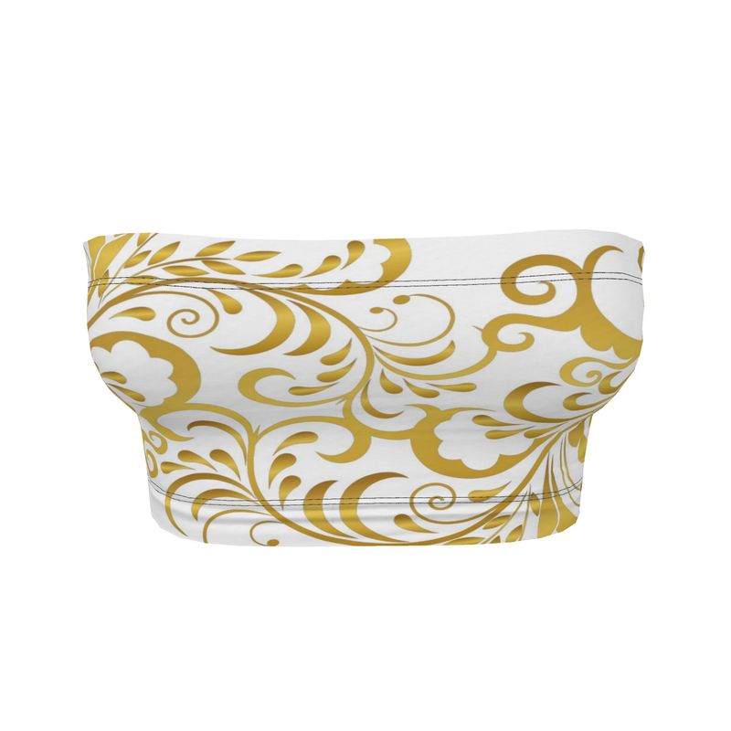 Brassière bandeau Prestige™ Blanc et Or Floraison - Prestige SXM