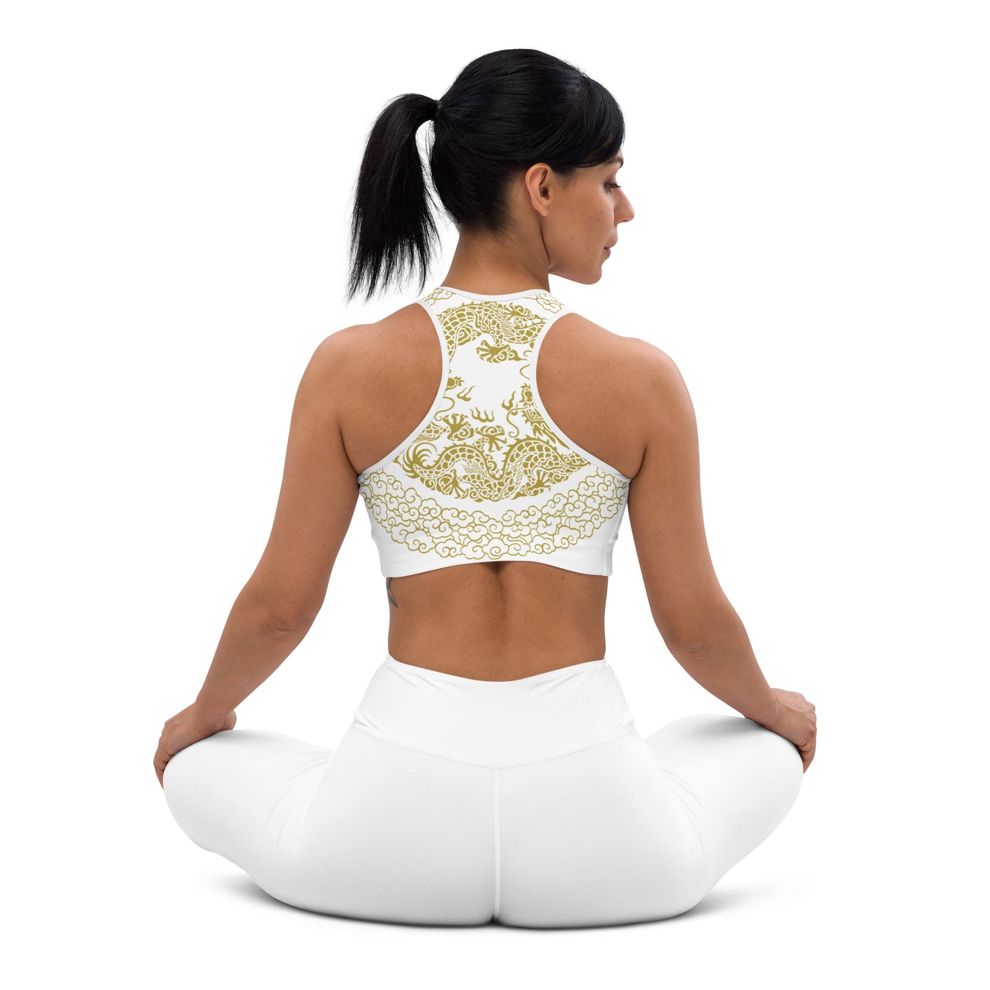 Brassière de Sport Rembourrée Prestige™ Blanc et Or DRAGON - Prestige SXM