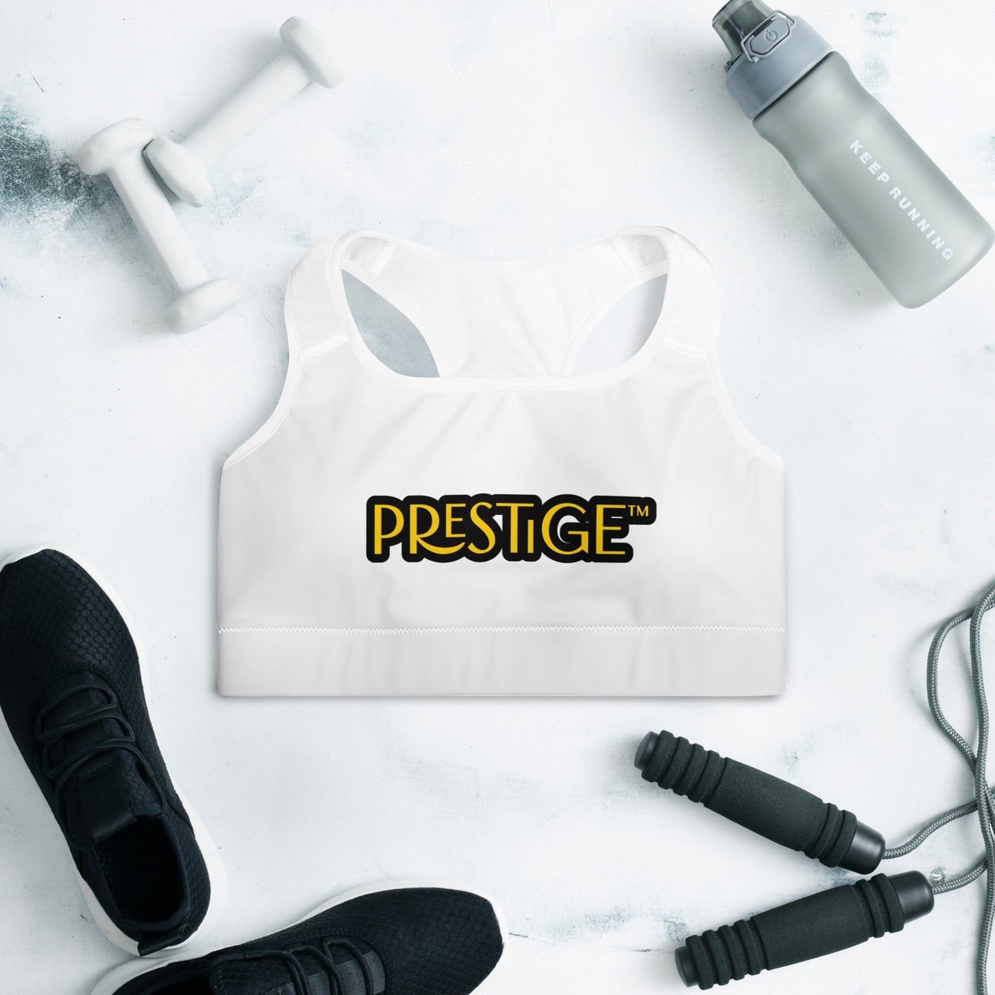 Brassière de Sport Rembourrée Prestige™ Blanc et Or DRAGON - Prestige SXM