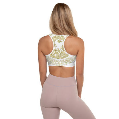 Brassière de Sport Rembourrée Prestige™ Blanc et Or DRAGON - Prestige SXM