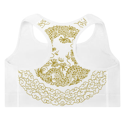 Brassière de Sport Rembourrée Prestige™ Blanc et Or DRAGON - Prestige SXM