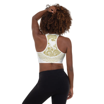 Brassière de Sport Rembourrée Prestige™ Blanc et Or DRAGON - Prestige SXM