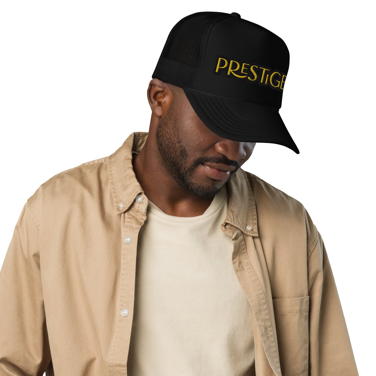 Casquette trucker en mousse Prestige™ Texte Noir et Or - Prestige SXM