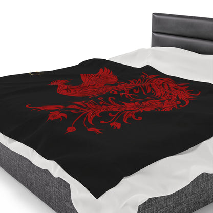 Couverture en peluche de velours Noir et Phénix Rouge Prestige™ - Prestige SXM