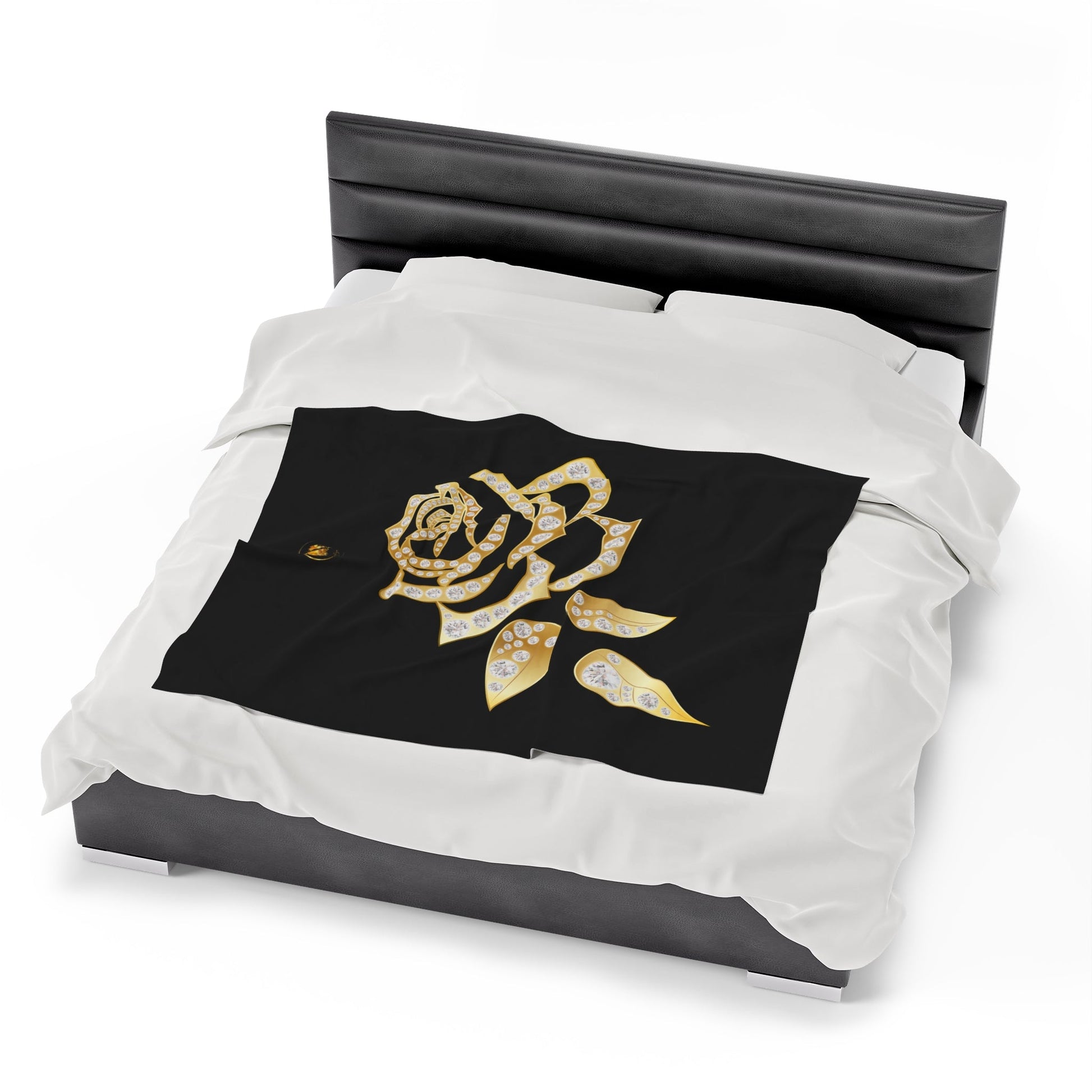 Couverture en peluche de velours Noir et Rose d'or et Diamant Prestige™ - Prestige SXM