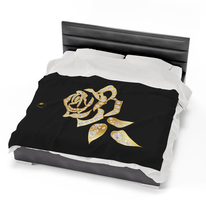 Couverture en peluche de velours Noir et Rose d'or et Diamant Prestige™ - Prestige SXM