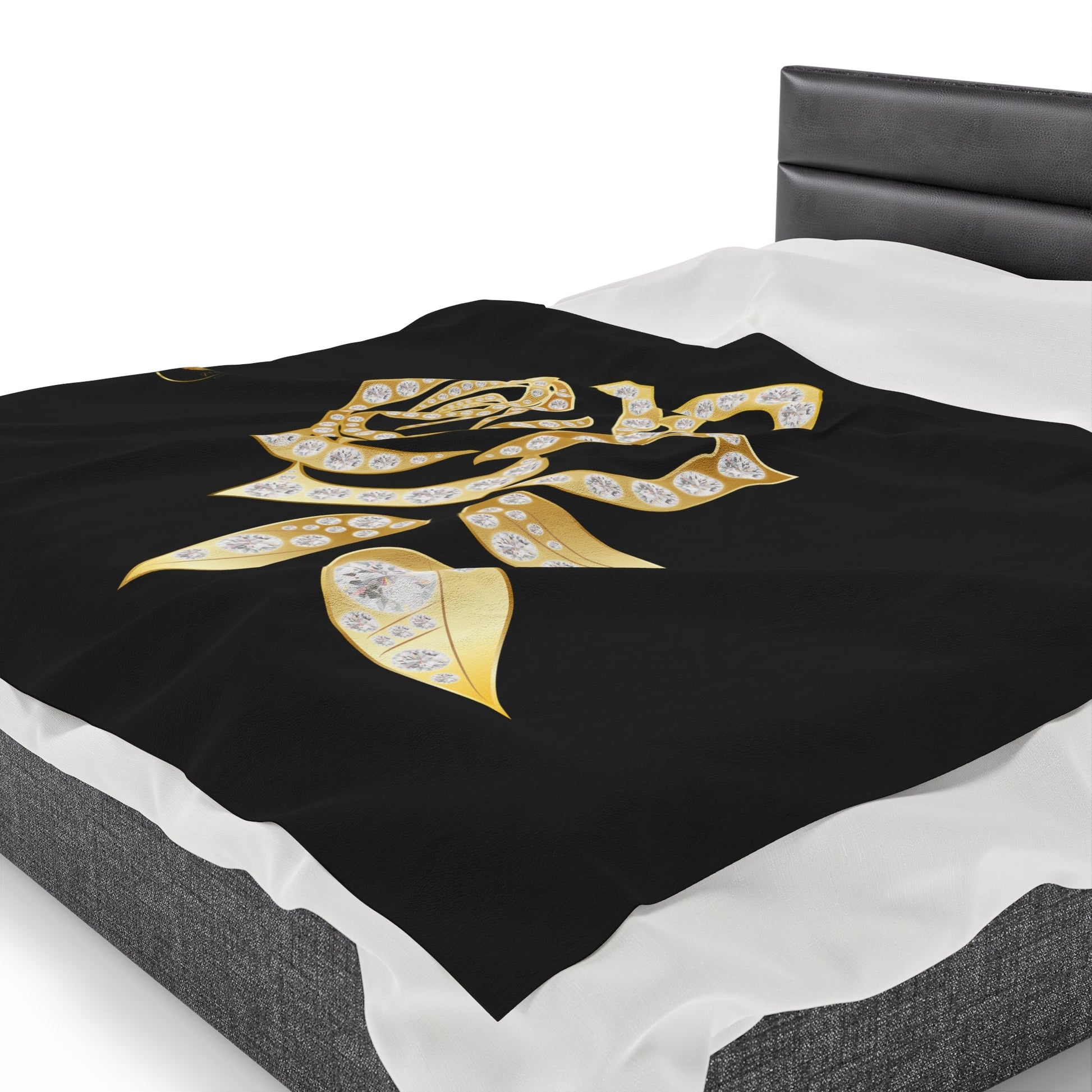 Couverture en peluche de velours Noir et Rose d'or et Diamant Prestige™ - Prestige SXM