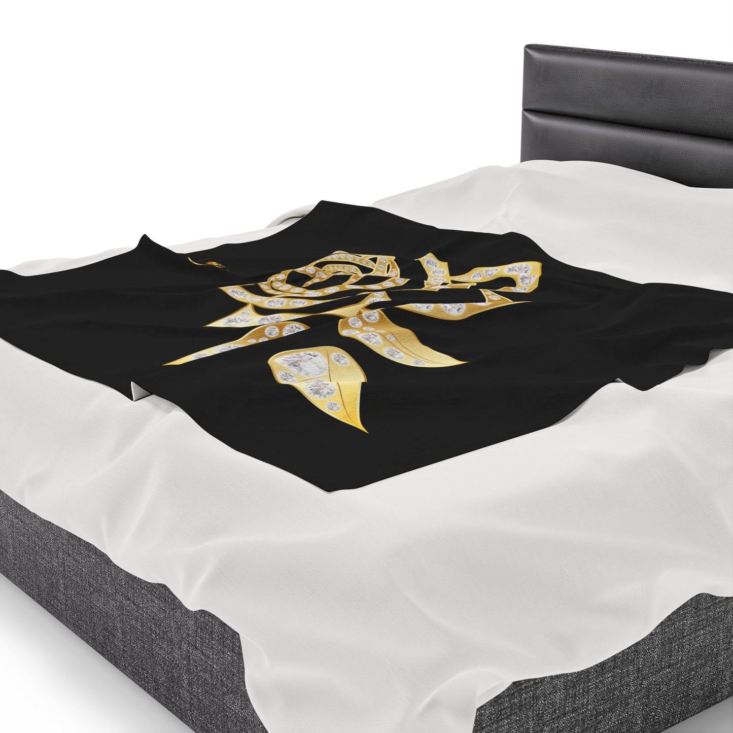 Couverture en peluche de velours Noir et Rose d'or et Diamant Prestige™ - Prestige SXM