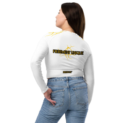 Crop Top Prestige™ haut court à Manches Longues "Capitaine" Blanc et Or - Prestige SXM