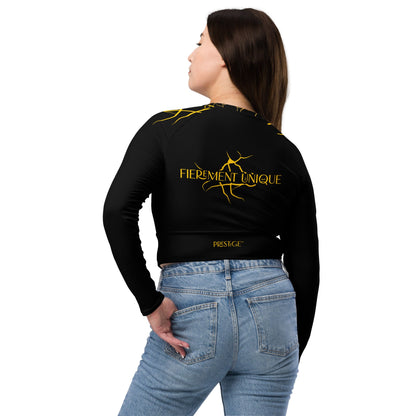 Crop Top Prestige™ haut court à Manches Longues "Capitaine" Noir et Or - Prestige SXM