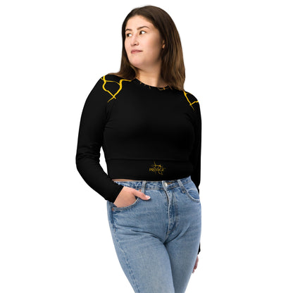 Crop Top Prestige™ haut court à Manches Longues "Capitaine" Noir et Or - Prestige SXM