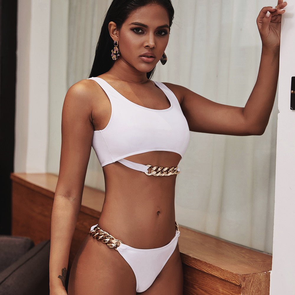 Ensemble Bikini push up Blanc Sexy à anneaux - Prestige SXM