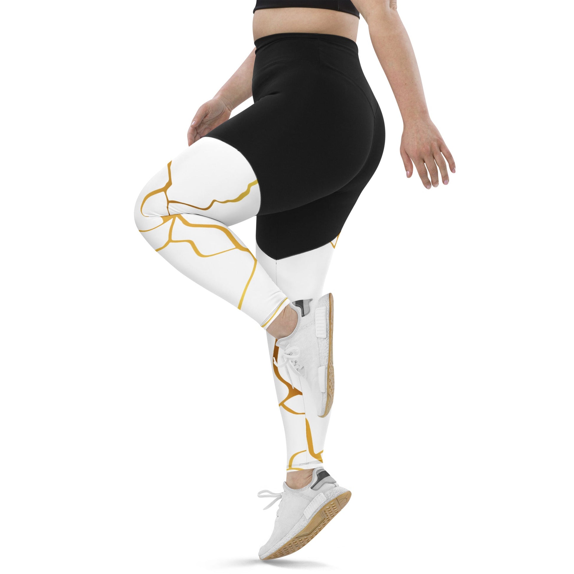 Legging de sport Prestige™ Blanc & Or Filament - Prestige SXM