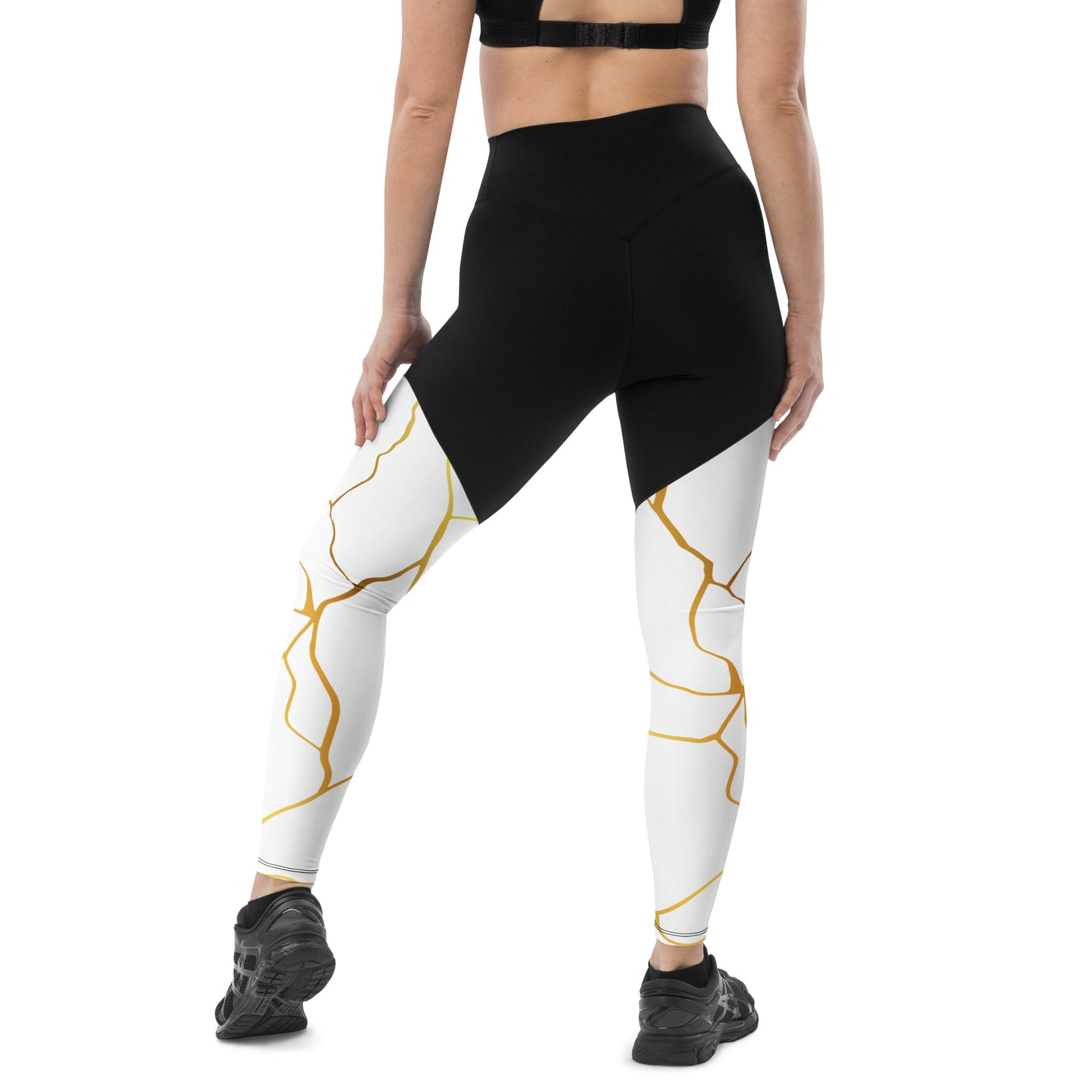 Legging de sport Prestige™ Blanc & Or Filament - Prestige SXM