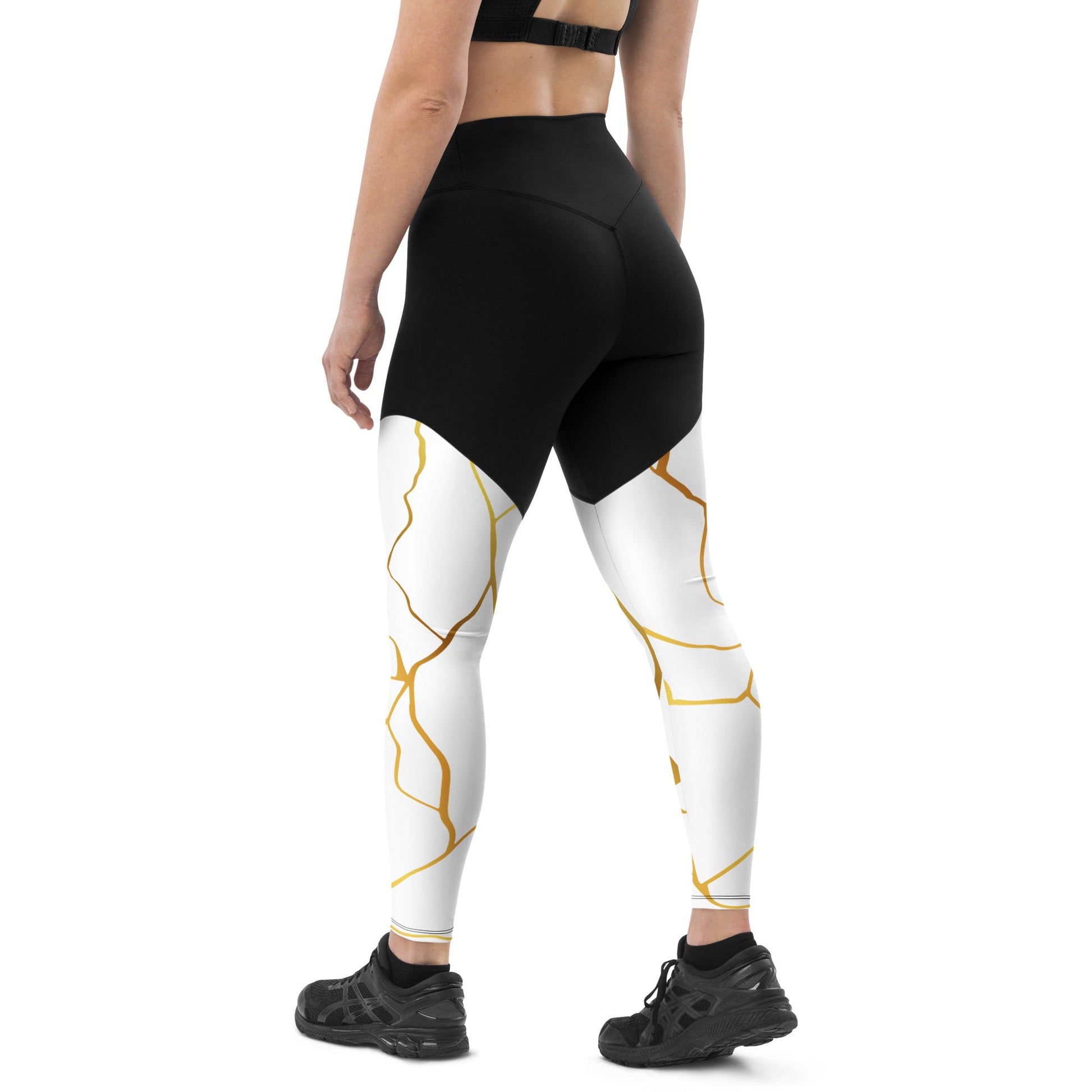 Legging de sport Prestige™ Blanc & Or Filament - Prestige SXM