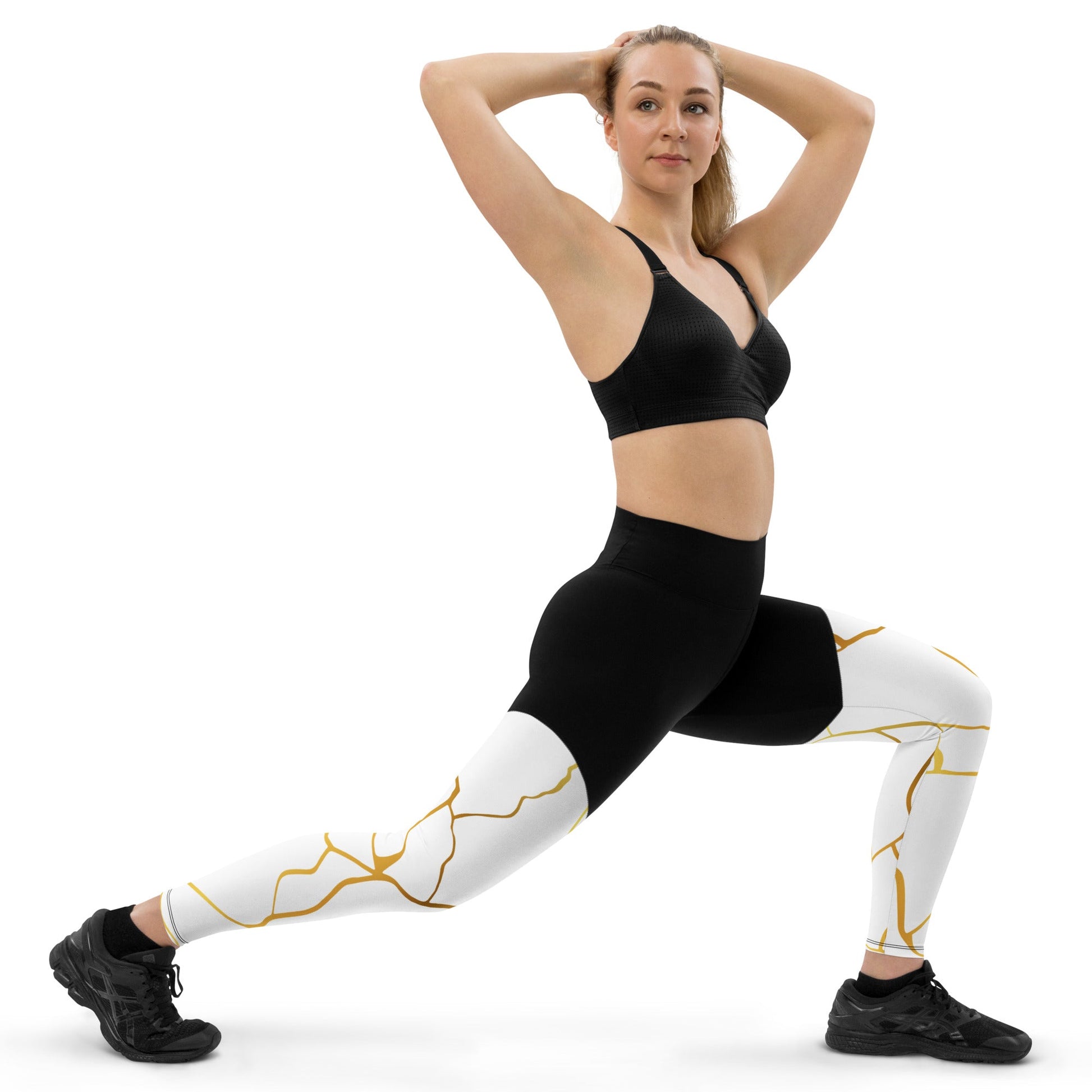 Legging de sport Prestige™ Blanc & Or Filament - Prestige SXM