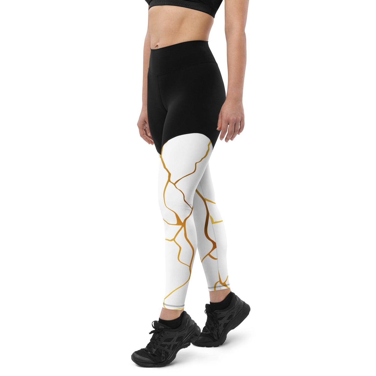 Legging de sport Prestige™ Blanc & Or Filament - Prestige SXM