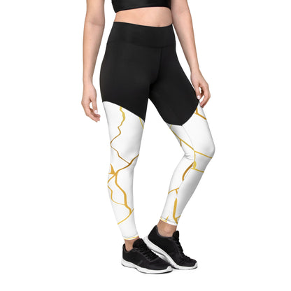 Legging de sport Prestige™ Blanc & Or Filament - Prestige SXM