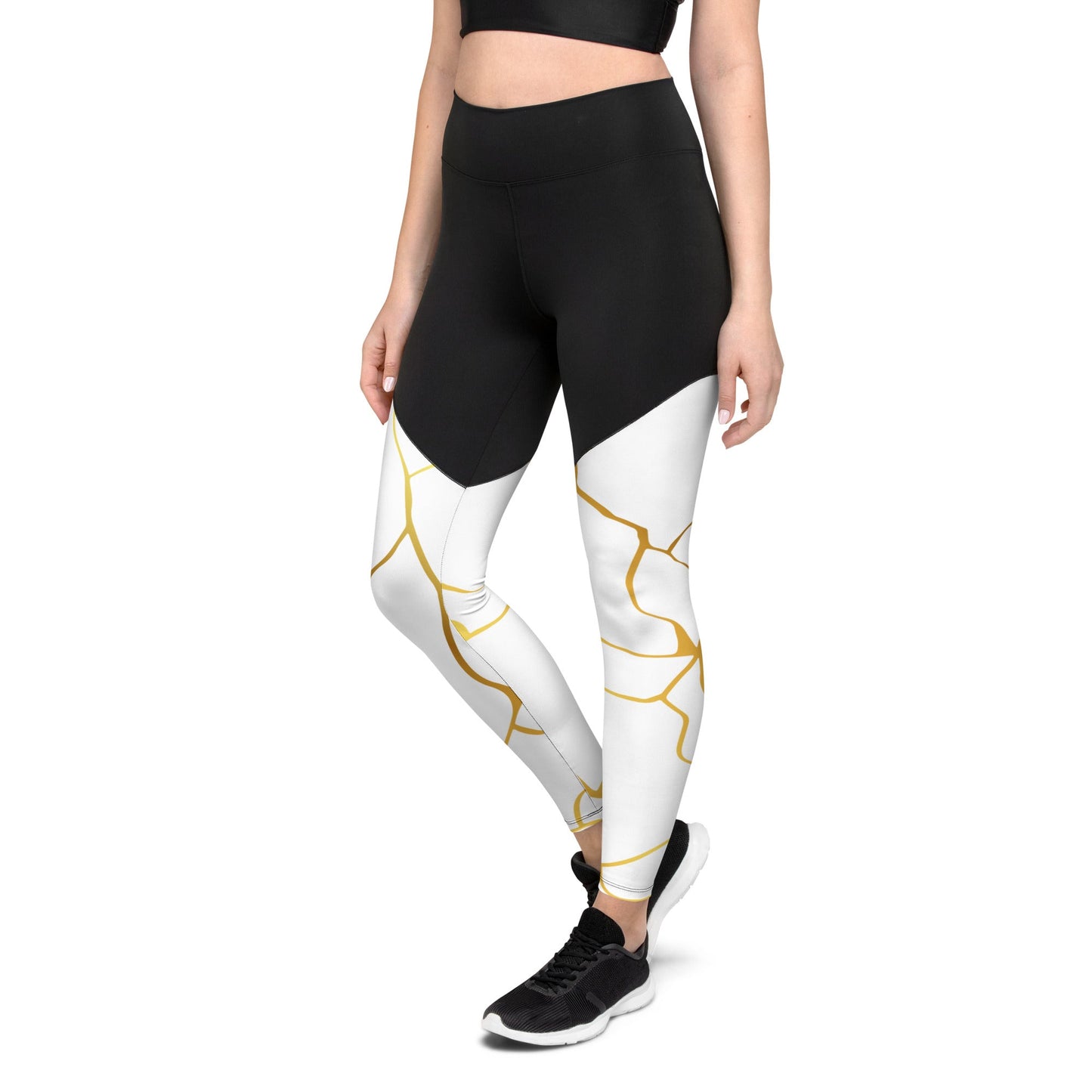 Legging de sport Prestige™ Blanc & Or Filament - Prestige SXM