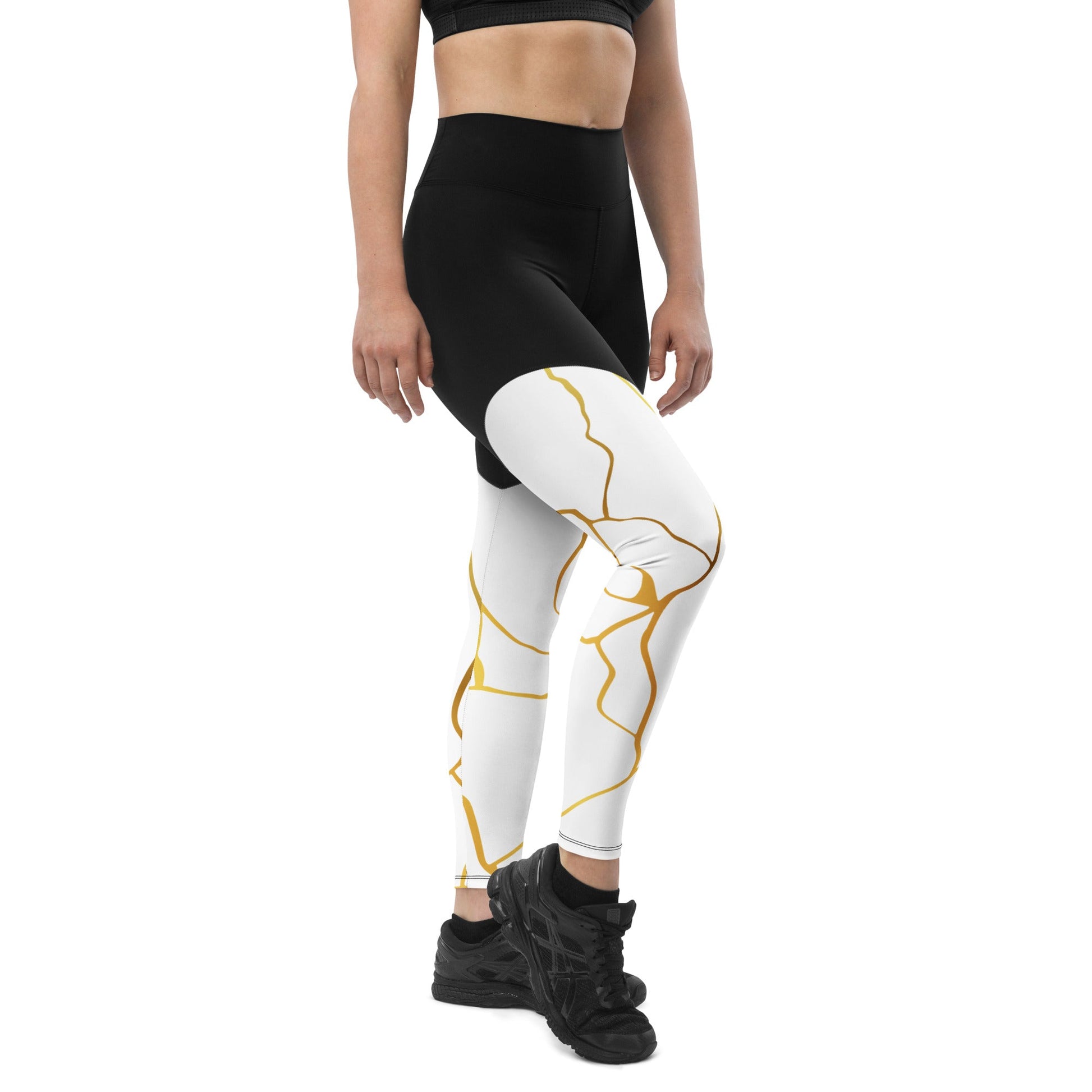 Legging de sport Prestige™ Blanc & Or Filament - Prestige SXM