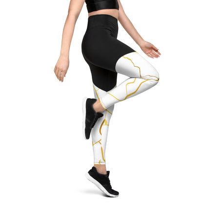 Legging de sport Prestige™ Blanc & Or Filament - Prestige SXM