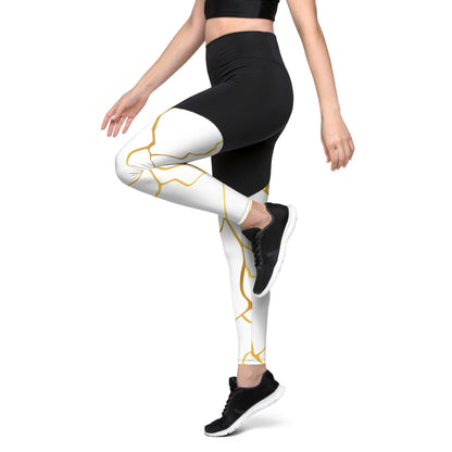 Legging de sport Prestige™ Blanc & Or Filament - Prestige SXM