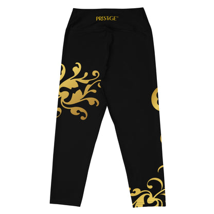 Legging de Yoga Court Prestige™ Noir et Or Floraison - Prestige SXM