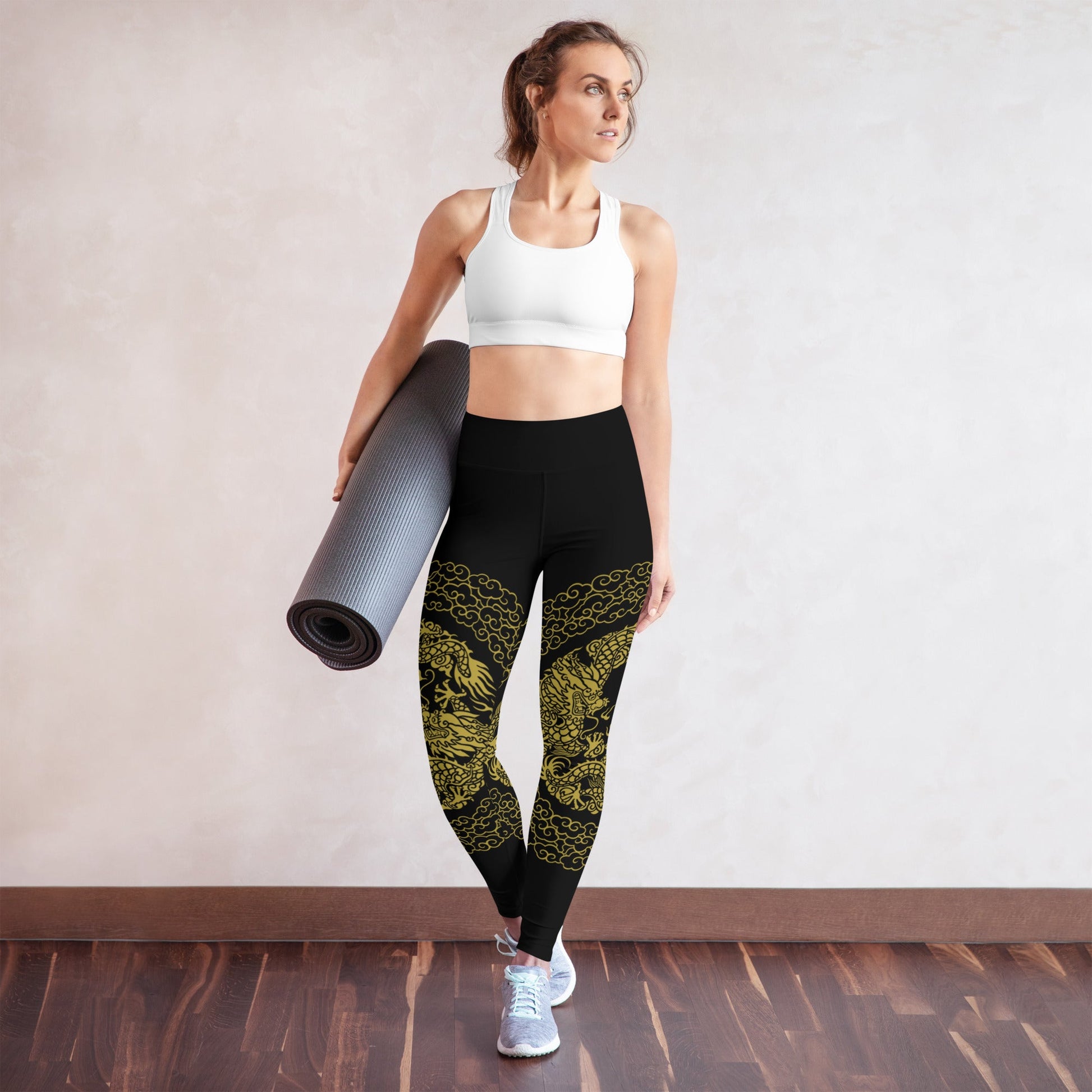 Legging de Yoga Prestige™ Noir et Or Dragon - Prestige SXM