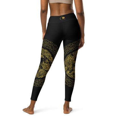 Legging de Yoga Prestige™ Noir et Or Dragon - Prestige SXM