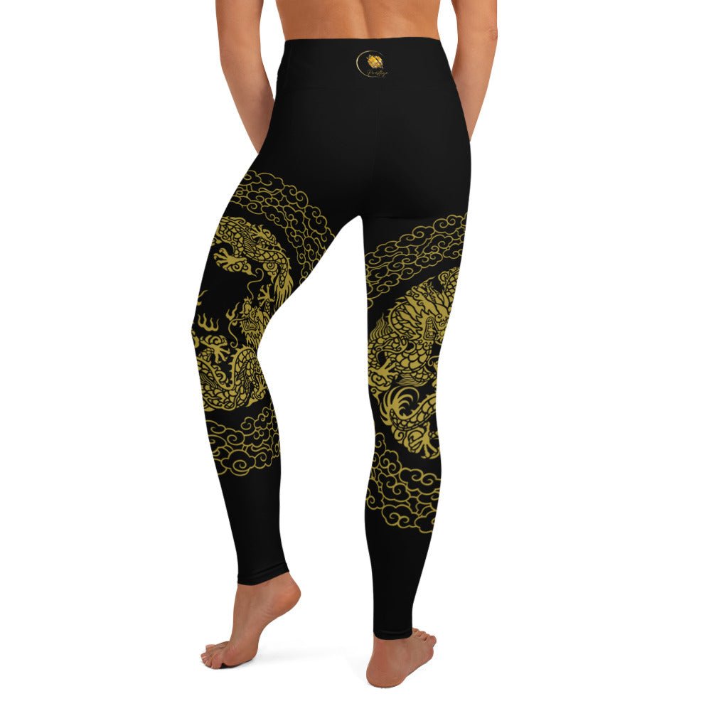 Legging de Yoga Prestige™ Noir et Or Dragon - Prestige SXM