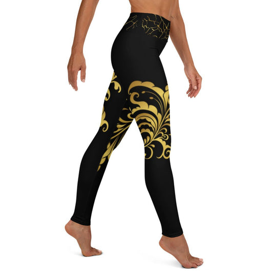 Legging de Yoga Prestige™ Noir et Or Floraison - Prestige SXM