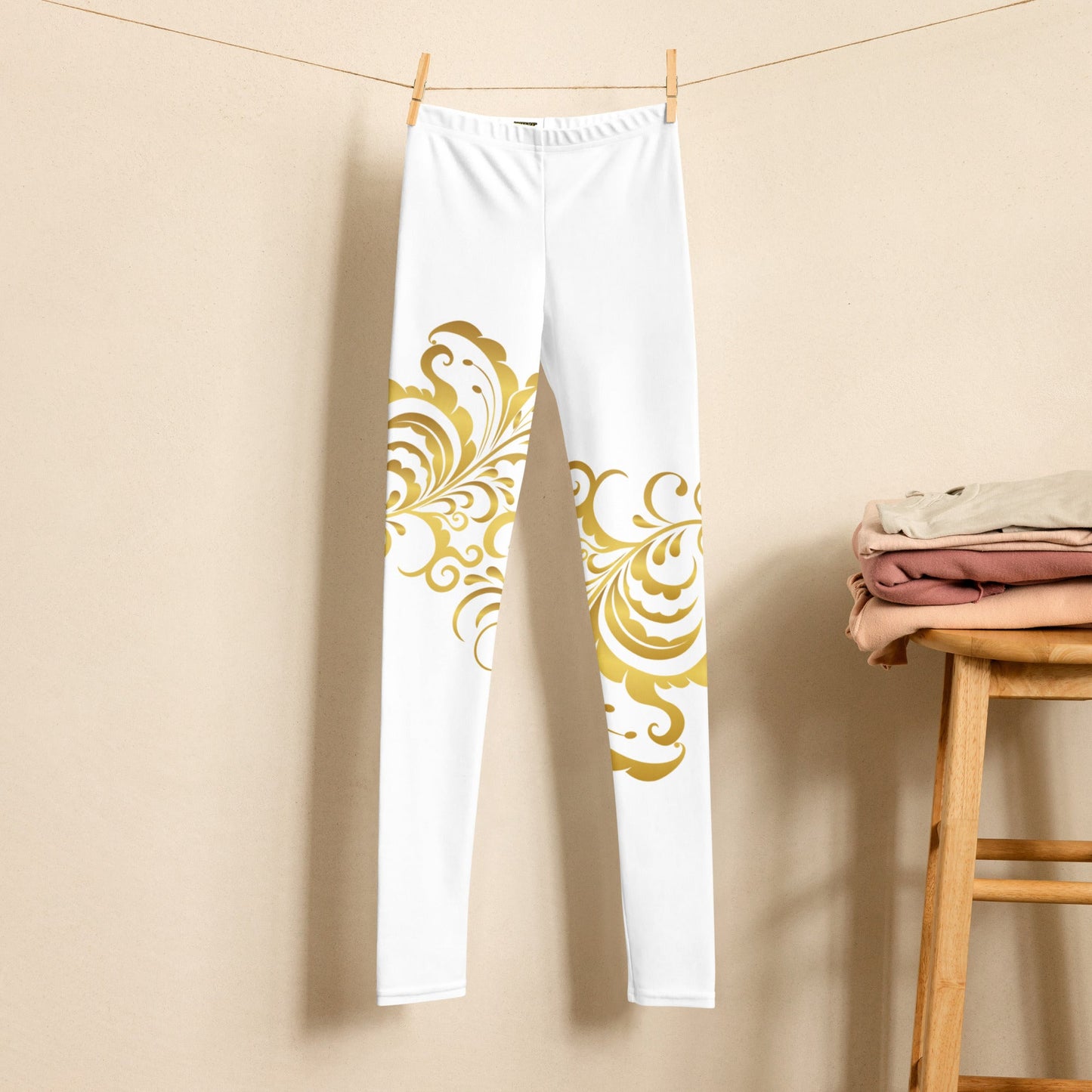 Legging Pour Ado Prestige™ Blanc et Or Floraison - Prestige SXM