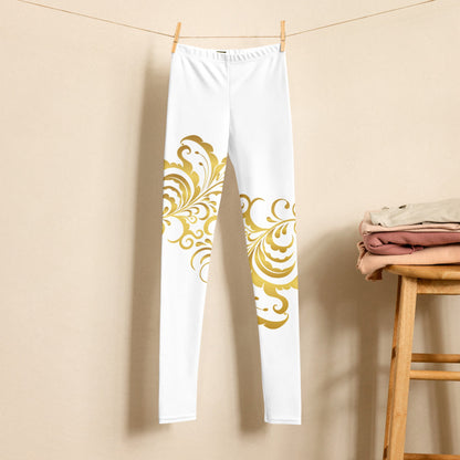 Legging Pour Ado Prestige™ Blanc et Or Floraison - Prestige SXM