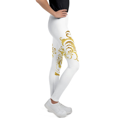 Legging Pour Ado Prestige™ Blanc et Or Floraison - Prestige SXM