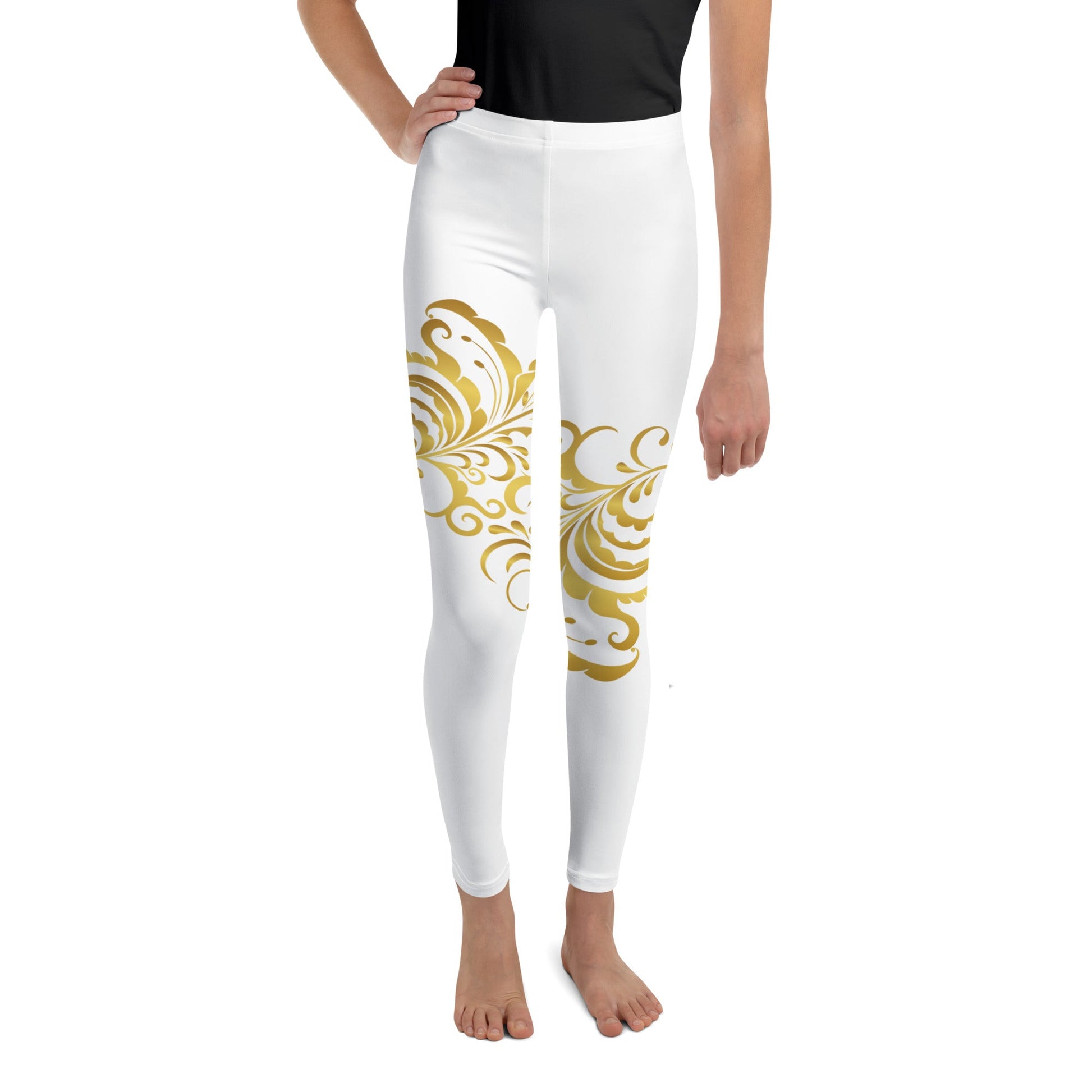 Legging Pour Ado Prestige™ Blanc et Or Floraison - Prestige SXM