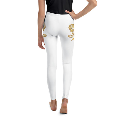 Legging Pour Ado Prestige™ Blanc et Or Petite Fleur - Prestige SXM