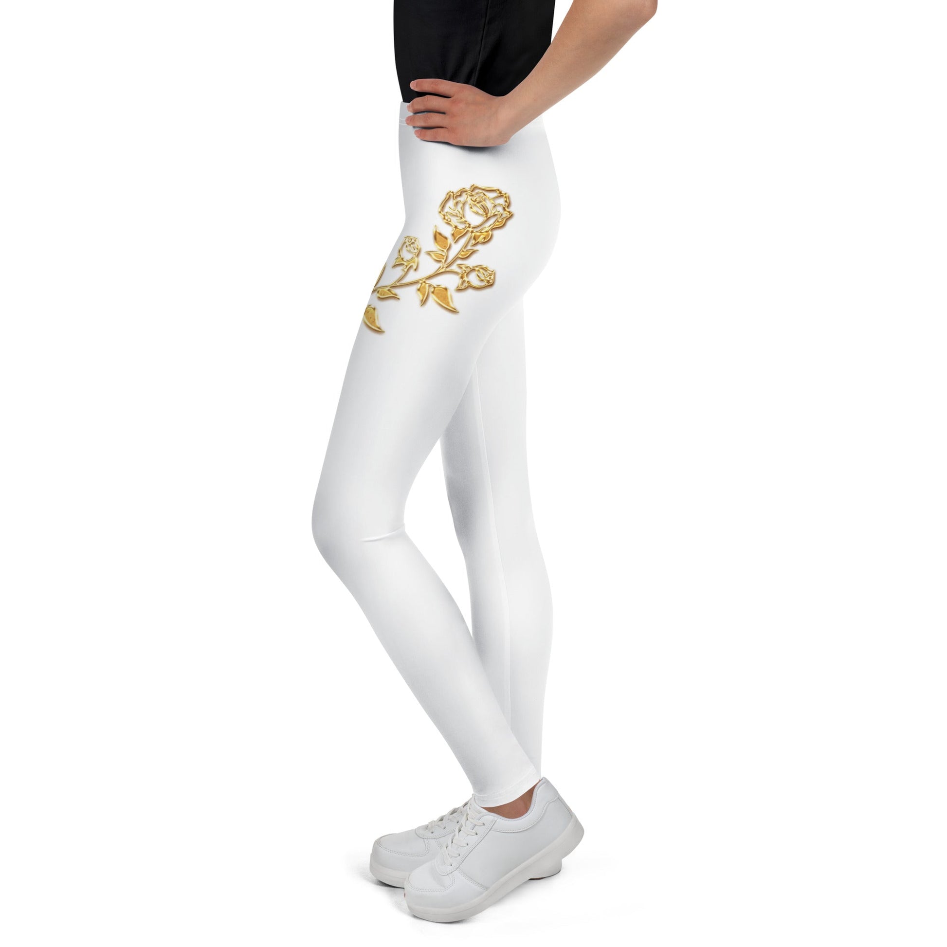 Legging Pour Ado Prestige™ Blanc et Or Petite Fleur - Prestige SXM