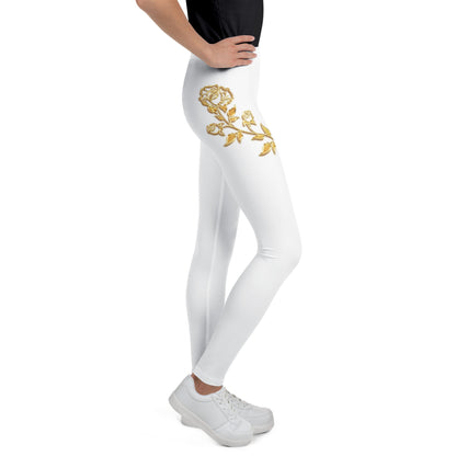 Legging Pour Ado Prestige™ Blanc et Or Petite Fleur - Prestige SXM