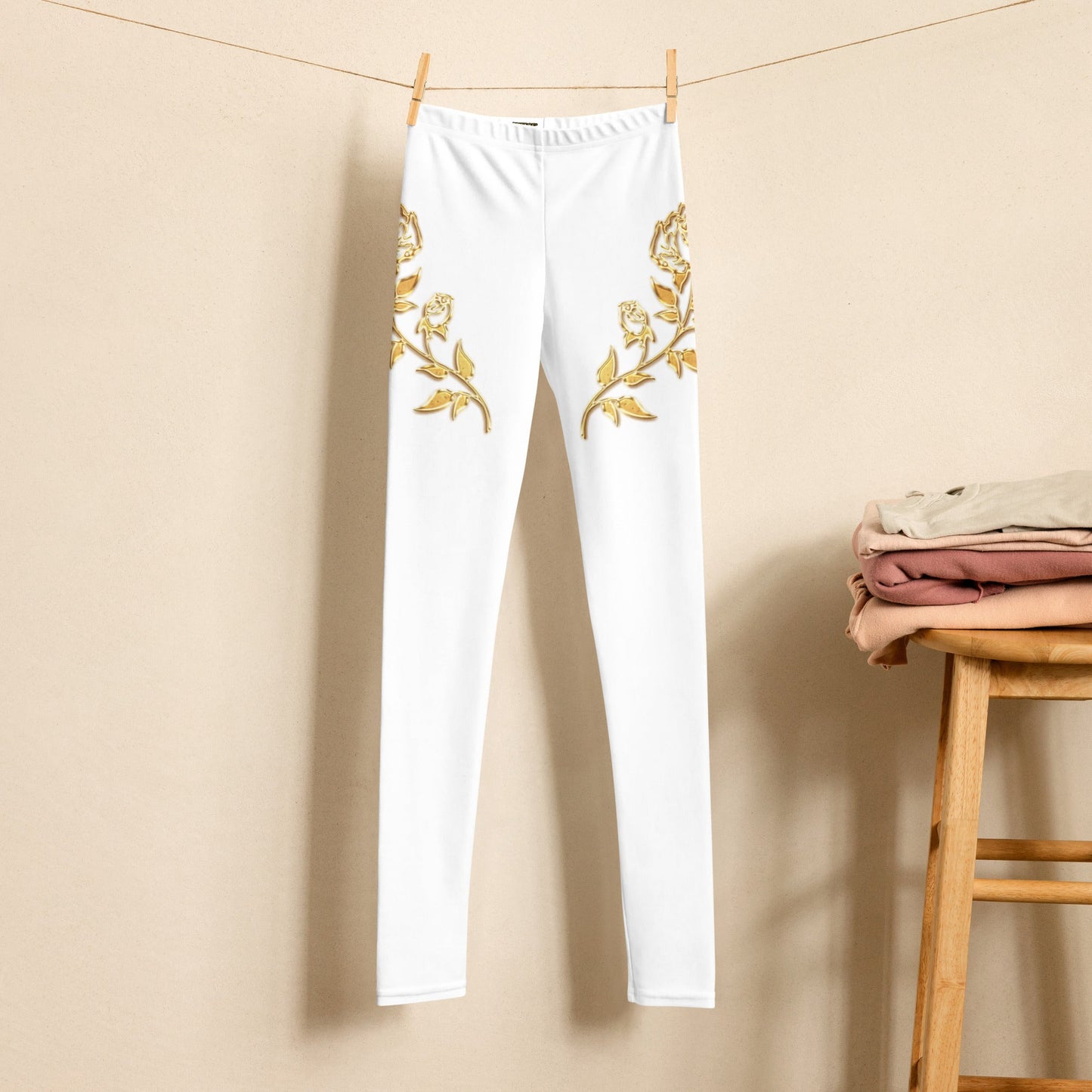 Legging Pour Ado Prestige™ Blanc et Or Petite Fleur - Prestige SXM