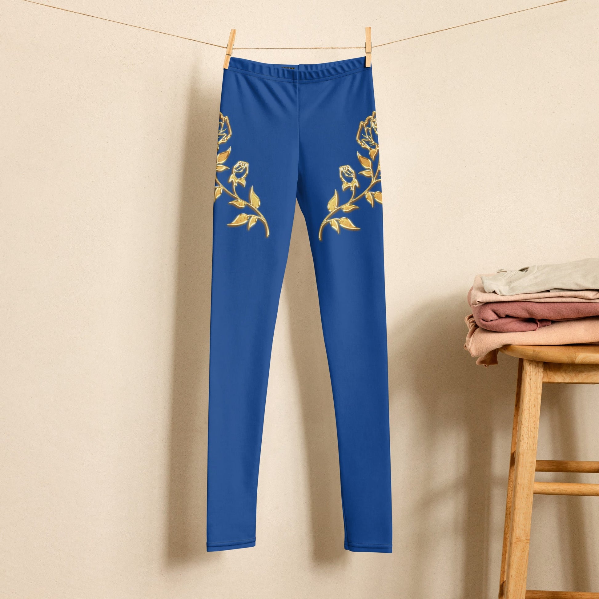 Legging Pour Ado Prestige™ Bleu Royal et Or Petite Fleur - Prestige SXM